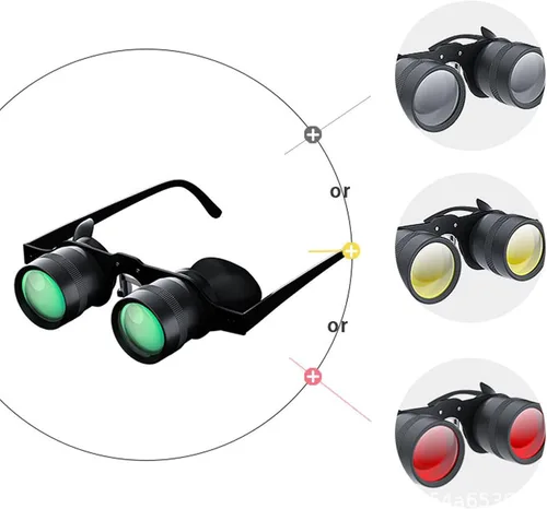 Vista 6 de Gafas binoculares manos libres para pesca, observación de aves, gafas de ópera con zoom 10X con lente polarizada, distancia de enfoque ajustable