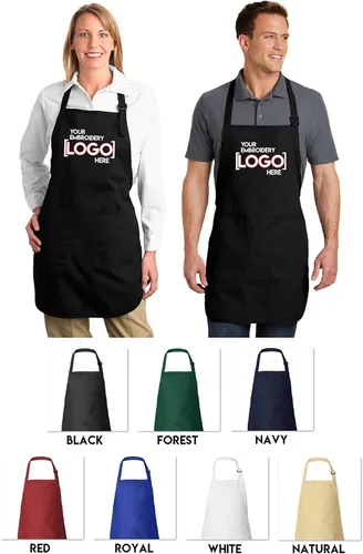 Vista 2 de Delantales con logotipo personalizado para mujeres y hombres, paquete de 5 o 10 – Añade tu diseño bordado, delantal personalizado de longitud