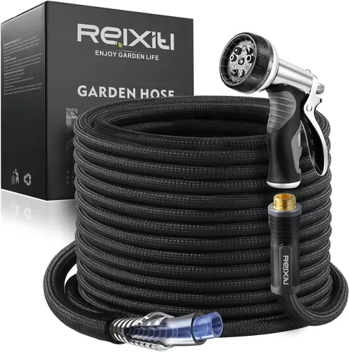 Vista 10 de Relxitl Manguera de jardín, manguera de agua flexible, manguera ultraligera no expandible, a prueba de fugas, resistente a la presión para patio