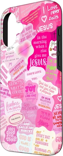 Vista 2 de Funda estética para iPhone 16 con versículos bíblicos cristianos con citas positivas