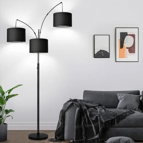 Vista 16 de Lámpara de pie regulable: 3 luces de arco para sala de estar, lámpara de pie alta moderna de 1000 lm con pantallas blancas y base pesada, lámpara