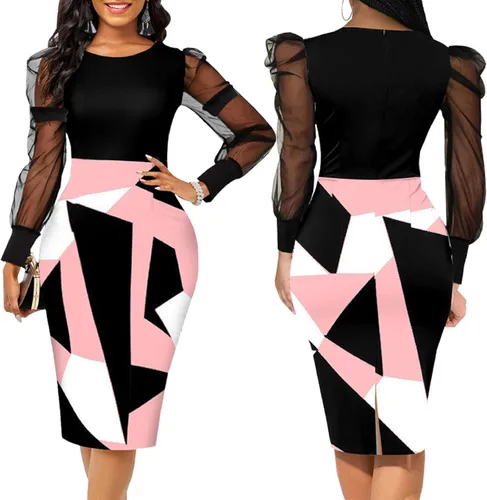 Vista 4 de IbuduSexy Women 2024 Summer Casual Bodycon Dresses Elegant Plus Size Midi Work Dresses
