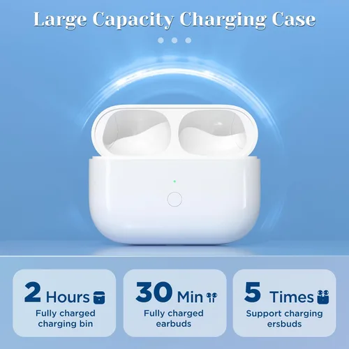 Vista 2 de Funda de carga inalámbrica compatible con AirPods Pro de 1ª y 2ª generación, repuesto para funda de carga Airpod Pro 2 con botón de sincronización