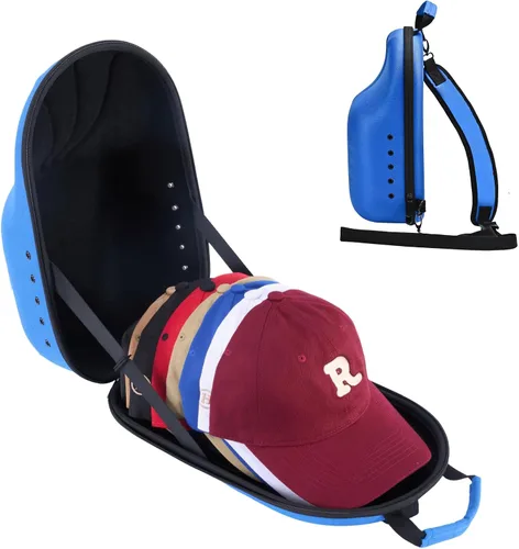 Vista 10 de ProCase Estuche Rígido de Viaje para Sombreros, Bolsa de Almacenamiento Portadora de Sombreros para 5-6 Gorras de Béisbol, Organizador de Sombreros