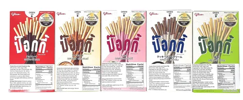 Vista 2 de Pocky Paquete variado de palitos de galletas de 5 sabores (paquete de 5) (total 7.2 onzas) - Sabores clásicos