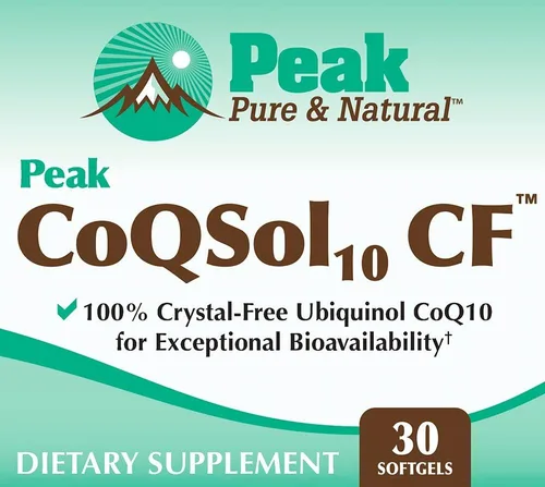 Vista 2 de Peak CoQSol10 CF - Ubiquinol Coenzima Q10 100% libre de cristales para una biodisponibilidad mejorada - Ubiquinol CoQ10 - Potenciador de energía