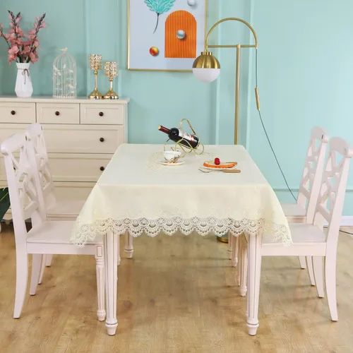 Vista 4 de Mantel rectangular de encaje para verano, otoño, decoración de flores, mantel de macramé para comedor, fiesta de cocina, al aire libre, cena