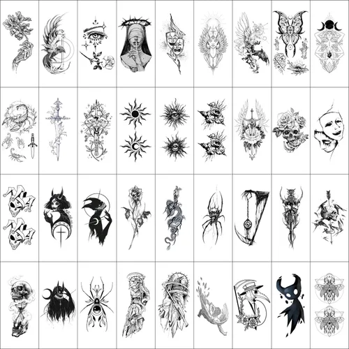 Vista 3 de GLARYYEARS Tatuaje temporal para hombres, paquete de 48 12 tatuajes falsos grandes, 36 pequeños tatuajes falsos, calcomanías realistas de larga