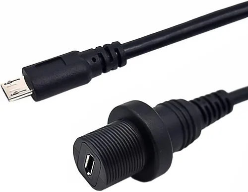 Vista 2 de Cable micro USB de 5 pines de montaje empotrado, cable de extensión micro USB macho a hembra para montaje en panel de instrumentos para automóvil