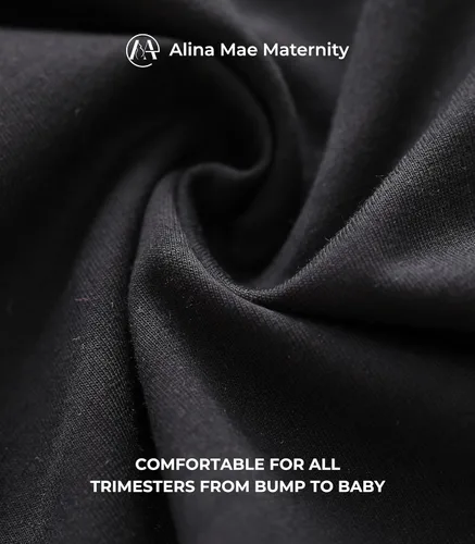 Vista 7 de Pantalones de maternidad cómodos elásticos para mujer, pantalones capri casuales de embarazo para el trabajo