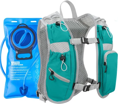 Vista 11 de Chaleco de correr para mujeres y hombres, mochila de hidratación para correr, chaleco para corredores, chaleco de hidratación, con soporte frontal