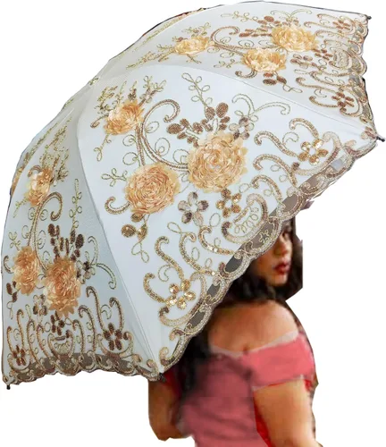 Vista 39 de WENDIN Sombrilla de encaje plegable vintage Paraguas gótico lluvia Anti-UV protección de encaje parasol cúpula Foto Props niñas sombrilla paraguas