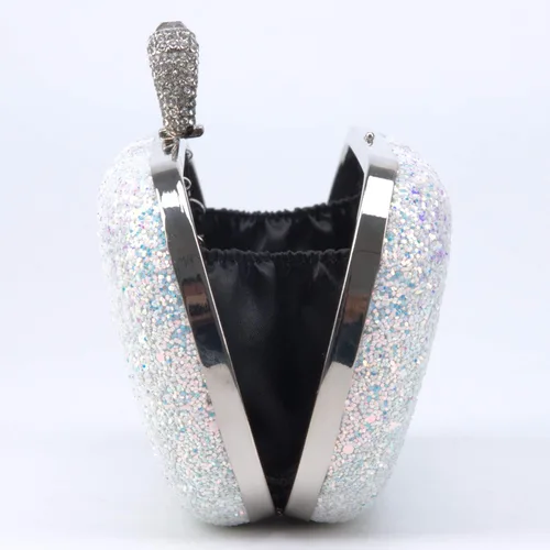 Vista 5 de Bolsos de noche con purpurina y embragues para mujer, baile, boda, fiesta con dos cadenas