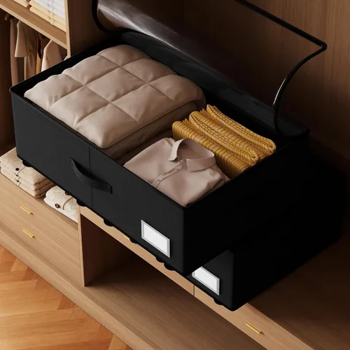 Vista 7 de Almacenamiento debajo de la cama con ruedas, organizadores de almacenamiento de zapatos debajo de la cama, contenedores de almacenamiento debajo