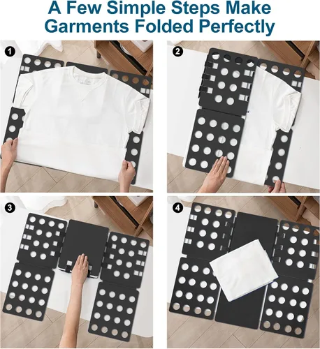 Vista 8 de Geniusidea Tabla para plegar camisas, tabla para plegar playeras para lavadero, tabla para plegar ropa de plástico PP ajustable, fácil de plegar