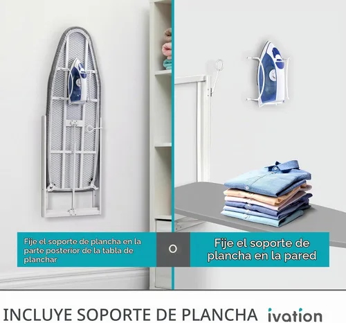 Vista 2 de Ivation Tabla de planchar montada en la pared Estación de planchado plegable de 36.2 x 12.2 pulgadas resistente para el hogar y apartamentos