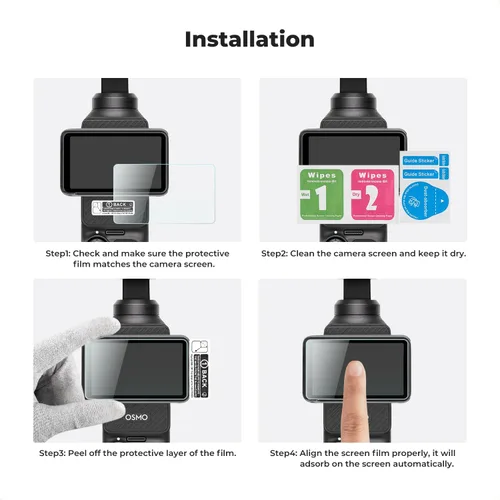 Vista 6 de K&F CONCEPT Protector de pantalla de lente para DJI Osmo Pocket 4/3, accesorios de película de vidrio templado, protector de pantalla de vidrio