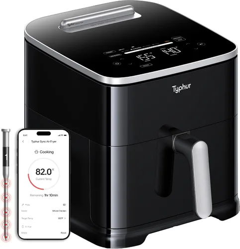 Vista 11 de Typhur Dome 2 AI - Freidora de aire extra grande mejorada con IA, con flujo de aire superior, freidora digital inteligente autolimpiante con cesta