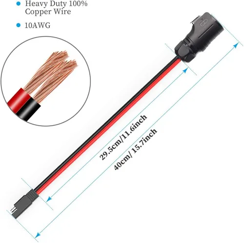 Vista 7 de EXTRACTME 10AWG 2 Pin Power Industrial Circular Cable Adaptador a SAE, enchufe solar Furion a conector SAE, apto para Furrion, maleta de panel