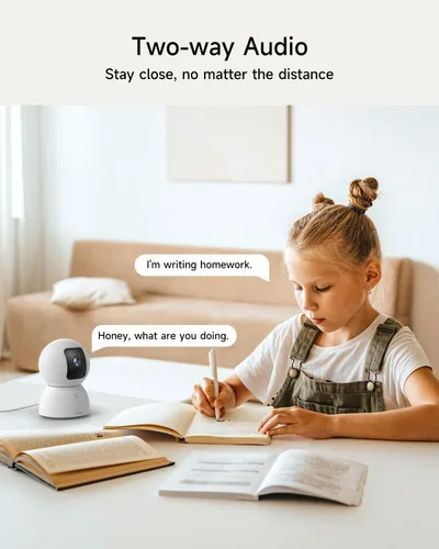 Vista 8 de Cámara de seguridad inteligente 3K para interiores con detección de IA humana/mascota/facial, cobertura panorámica de 360°, audio de 2 vías, Wi-Fi