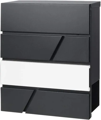 Vista 10 de Buzones con cerradura con llaves, buzón de correo montado en la pared al aire libre con gran capacidad, 14 3/10 x 4 1/10 x 13 pulgadas, negro