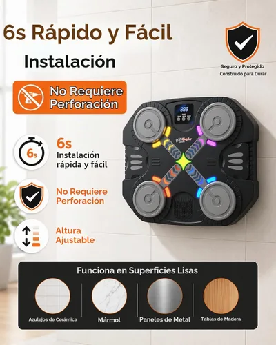 Vista 3 de Music Boxing Machine for Kids-Interactive Wall Mounted Punching Target with Sound & Lights,Smart Boxing Trainer Machine Fitness Game Gymnastics