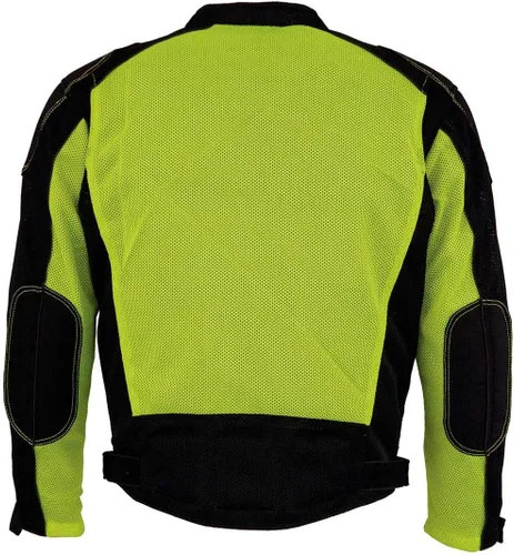 Vista 2 de Milwaukee Leather MPM1790 - Chaqueta blindada de malla para hombre, color negro y verde neón, con chaqueta extraíble para lluvia