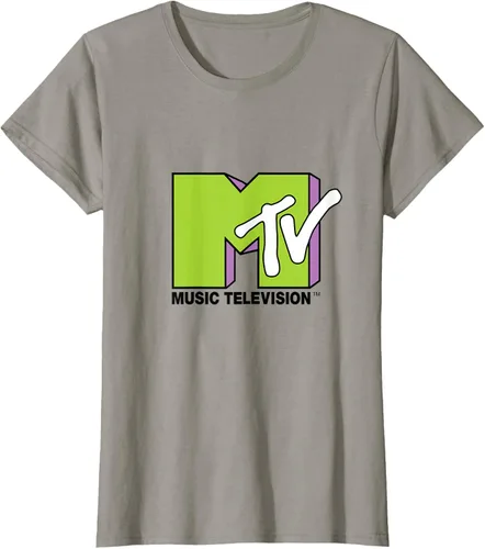 Vista 50 de Camiseta de tratamiento de relleno con logotipo MTV verde lima y morado, Negro, S Azul Marino