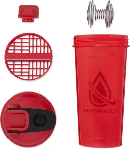 Vista 2 de Hydra Cup - Paquete de 2 botellas mezcladoras de proteínas de 28 onzas, mezclador de alambre con barra 4x Whisks, Leak Proof Shaker Cups for Rojo