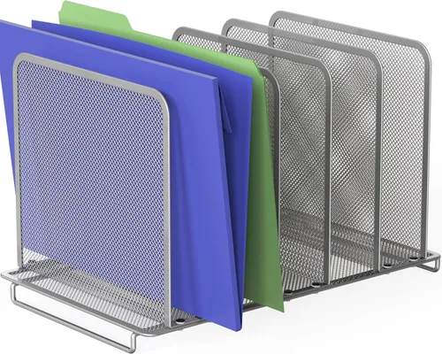 Vista 8 de Simple Houseware Organizador clasificador de archivos vertical, 5 secciones, ampliable, negro
