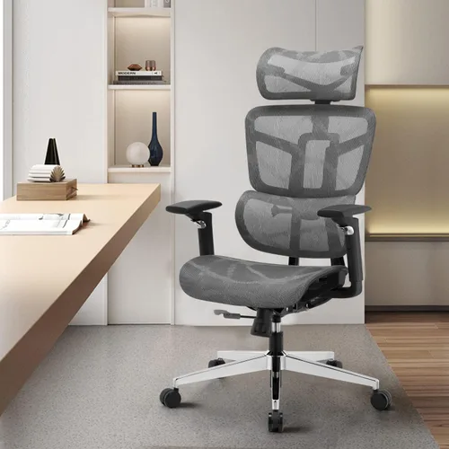 Vista 2 de Silla ergonómica de oficina con respaldo alto, silla de escritorio de oficina en casa, silla de malla con respaldo ajustable, silla de computadora