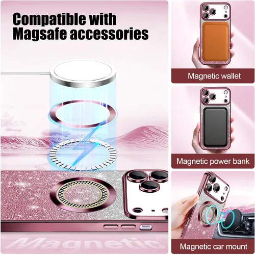 Vista 98 de Misscase Funda magnética con purpurina para iPhone 11 compatible con MagSafe, protección completa, delgada, a prueba de golpes, antiarañazos