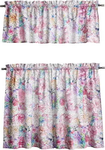 Vista 65 de Maison d' Hermine Juego de cortinas de cocina para ventanas, juego de cortinas de cocina 100% algodón, cenefas para el hogar [2 niveles