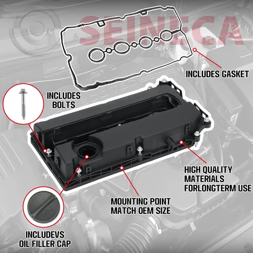 Vista 2 de SEINECA 55564395 Cubierta de válvula de motor con pernos de junta y tapa de aceite, compatible con Chevy Cruze 2011-2015, Sonic 2012-2018