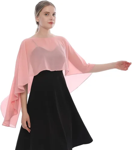 Vista 3 de LMVERNA Chal para mujer, capas formales de gasa, ligeras, transparentes para cubrir el vestido