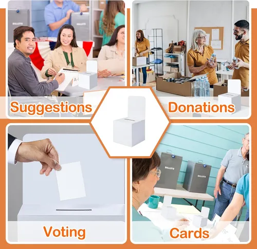 Vista 5 de VOISEN 12 piezas de cajas de votación, cajas de sugerencias, caja de donaciones para recaudación de fondos, caja de rifa de cartón con ranura y tapa