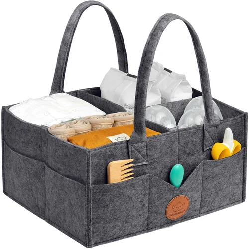 Vista 10 de KeaBabies Organizador de pañales para bebé con asa, organizador portátil de auto para bebé y almacenamiento para guardería, cambiador, cesta de Gris