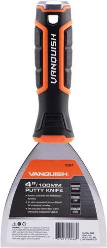 Vista 13 de VANQUISH Cuchillo de masilla de acero inoxidable de 1 pulgada con mango de agarre suave y extremo de martillo de metal (3560)