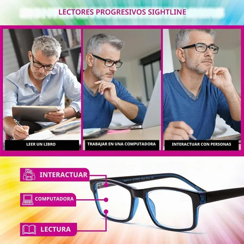 Vista 5 de Sightline Readers Progressive Multifocus Reading Glasses for Men and Women with Anti-Reflective & Easy-Adapt Lenses 6005