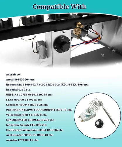 Vista 3 de Termostato RX-2-24 para freidora (con perilla), caja de rosca macho de 3/8 pulgadas, repuesto para Robertshaw 5300-402, termostato RX-10-24