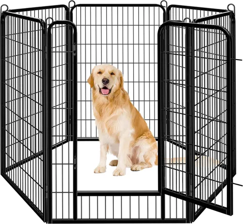 Vista 14 de Yaheetech - Corralito de metal para perros de 24 pulgadas, 2 paneles, para interiores, patio, caravana y camping Heavy-duty Anti-rust Metal