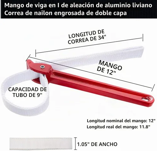 Vista 2 de Maxsirui Herramienta de desmontaje de abridor de llave de tubo de correa de nailon ajustable de 12