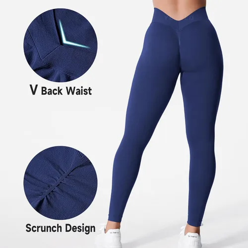 Vista 2 de YEOREO Liz - Leggings de entrenamiento para mujer, cintura alta, levantamiento de glúteos, espalda en V, sin costuras, para gimnasio, yoga