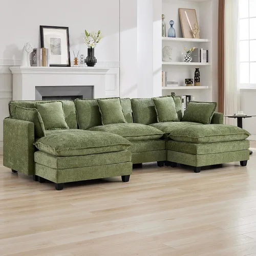 Vista 56 de Sofá modular en forma de nube de 113 pulgadas, sofás de asiento profundo de gran tamaño para sala de estar, sofá modular tapizado de chenilla