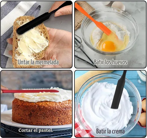 Vista 5 de 3 espátulas para frascos, espátulas de silicona para frascos resistentes al calor con mango largo, esparcidor de mermelada, espátulas para crema