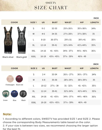 Vista 4 de SWEETV Vestido de lentejuelas para mujer, vestido con flecos de Gatsby de los años 20 con accesorios de los años 20 para formalfiestabaileclub