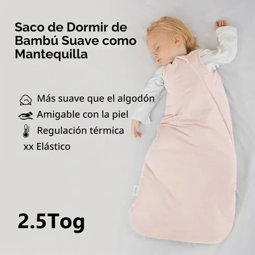 Vista 2 de Saco de dormir de rayón hecho de bambú, de 0 a 6 meses, 2.5 tog para invierno, cálido y ultrasuave, manta vestible para bebé, saco de dormir de 0 a