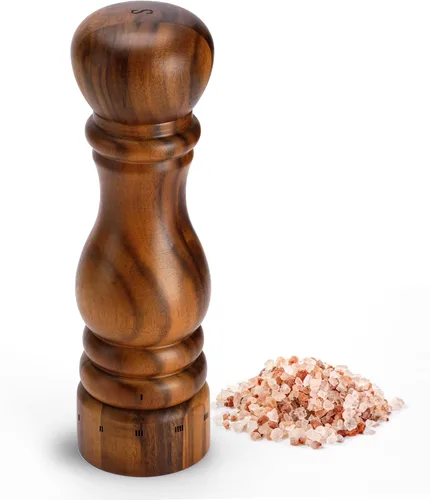 Vista 12 de Molinillo de pimienta de madera, molinillo de pimienta manual con núcleo de acero inoxidable, pimentero recargable con cuerpo de madera de acacia