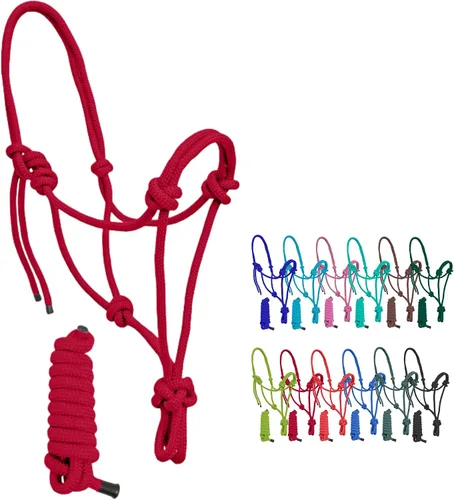 Vista 4 de Resistance Halter de cuerda ajustable de nailon liso con plomo a juego de 6 pies