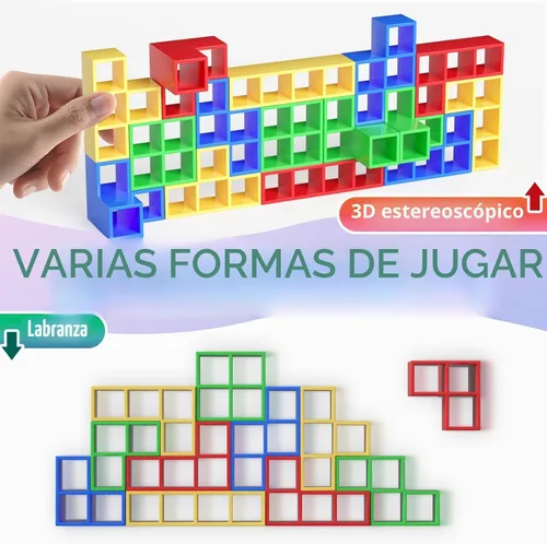 Vista 4 de Ziogogco 48 piezas de juguetes de juego, juego de bloques de equilibrio para apilar, perfecto para familia, fiestas, viajes, regalos para niños